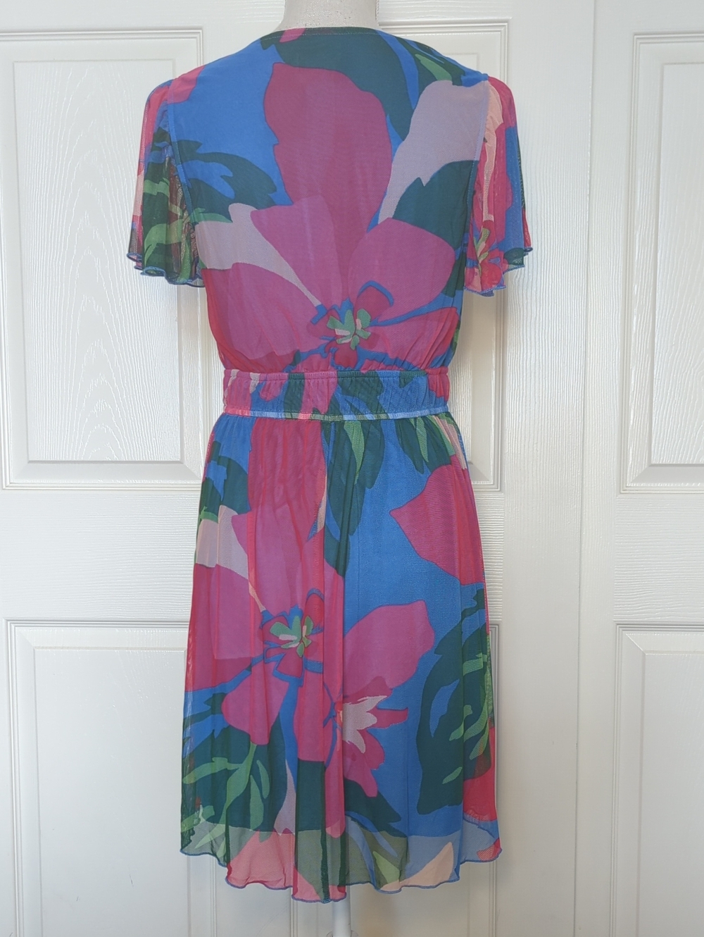Kate and Lily Floral V-Neck Dress - Pink & Blue - Picture 5 of 7